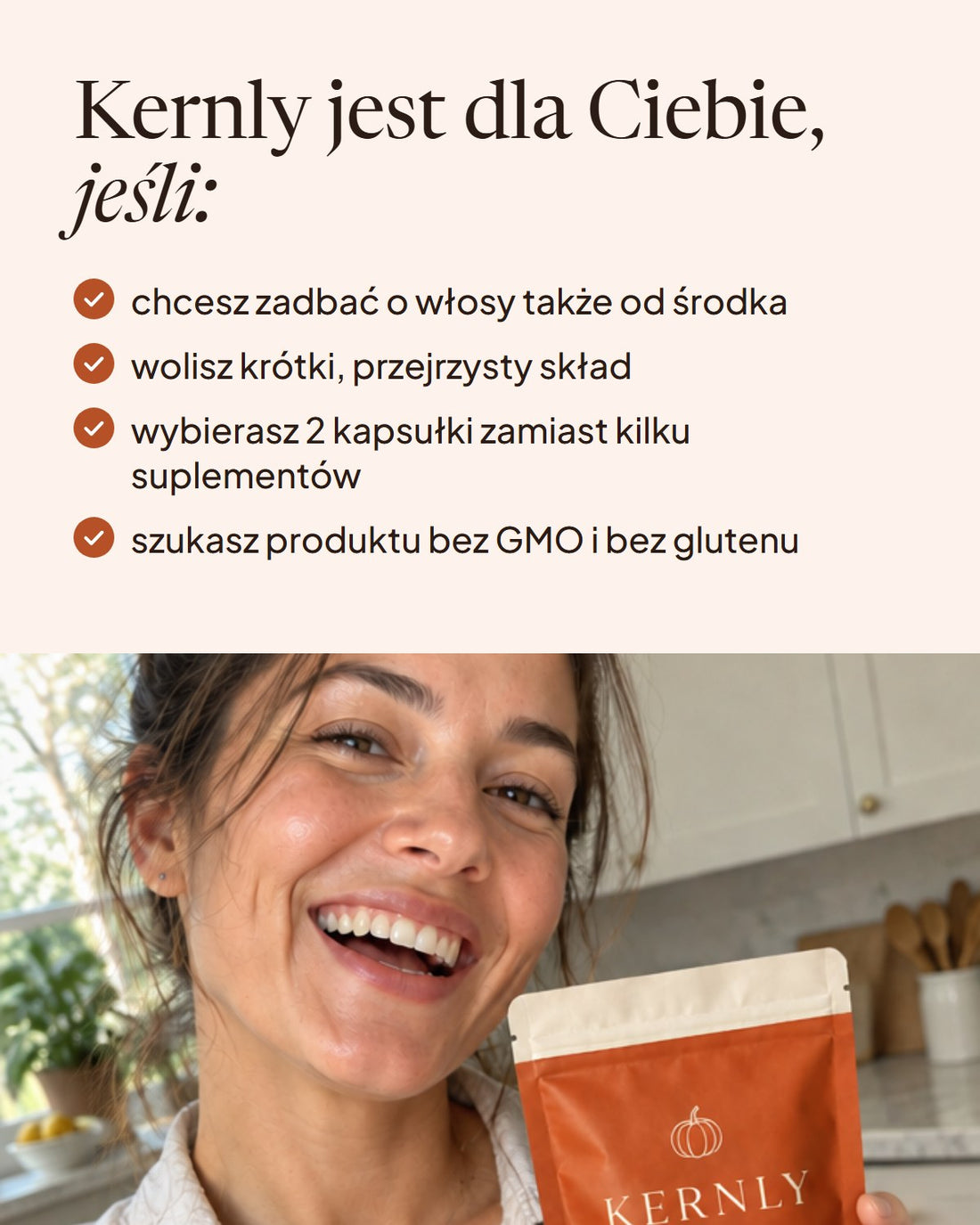 Kobieta z opakowaniem Kernly – dla kogo jest Kernly